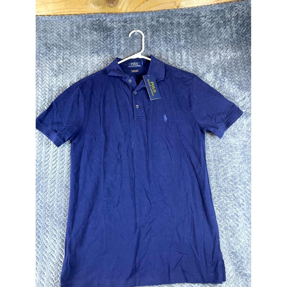 Polo Ralph Lauren Custom Slim Fit Mesh Polo Shirt Mens S Blue Cotton Performance